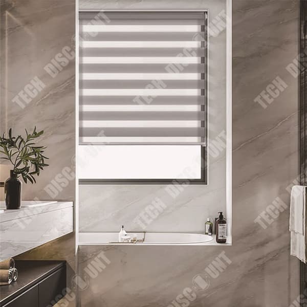 TD® Set med 2st Zebragardiner 55*170cm Badrumsgardiner Sträckta rullgardiner Badrumsmörkläggningsgardiner Grå