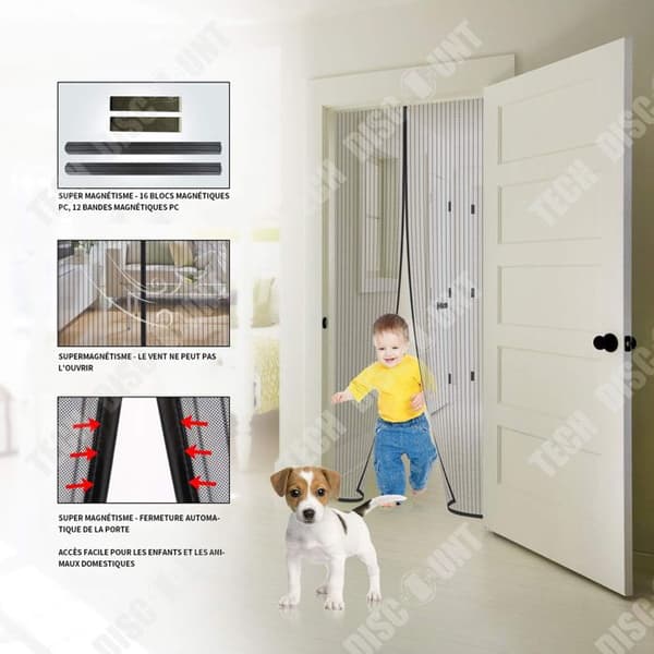 TD Myggnätsdörr100x220cm magnetremsa Myggnätdörrfönster Myggnät skjutbart burspråk antimygggardin