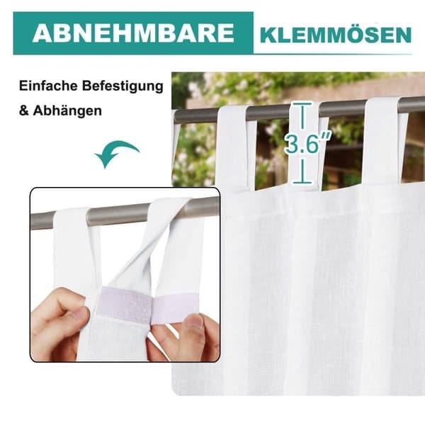 Öljettlängder Utomhusgardiner, halvtransparent linnekänsla, Ljusgenomsläpplig gardin 1 par