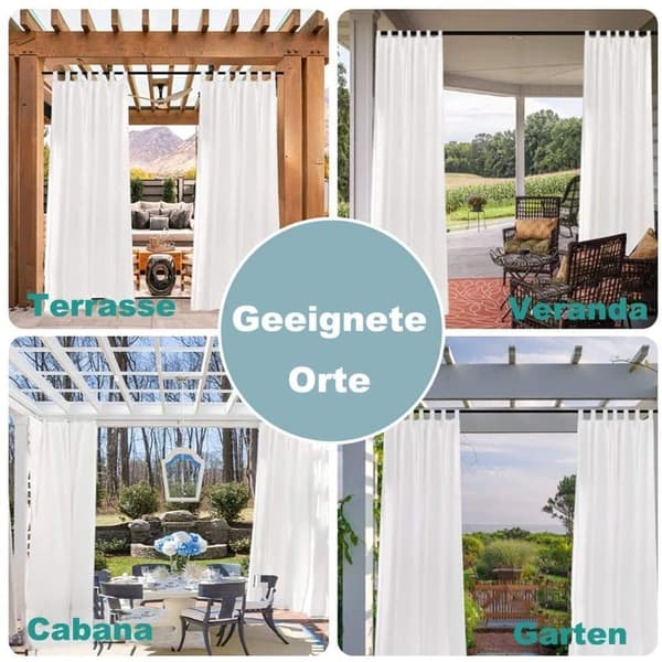 Öljettlängder Utomhusgardiner, halvtransparent linnekänsla, Ljusgenomsläpplig gardin 1 par