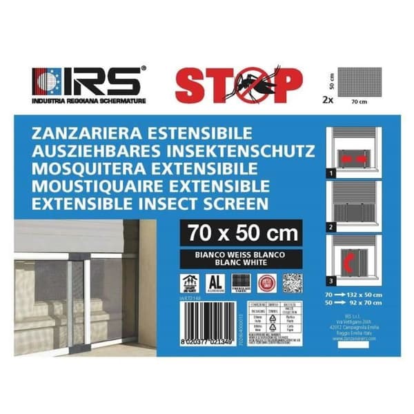 Utbyggbar myggnät - TELESIO - 70X50 - Vit - Aluminium - Justerbar