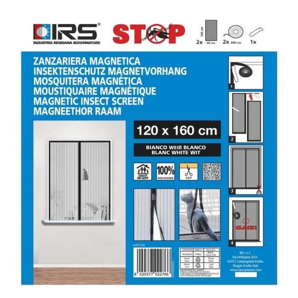 Moustiquaire - ECCO - MAGNET - 120x160 cm - Magnetisk fäste - Vit färg