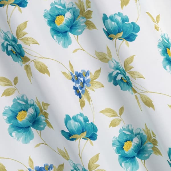 Færdiglavet gardin med øjer ALMA 140x250 Eurofirany hvid blå med blomster