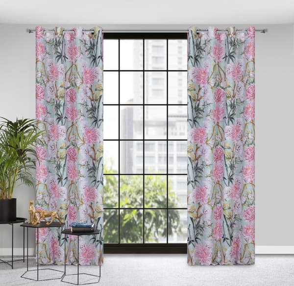 Valmis verho silmukoilla NYDIA 140x250 Eurofirany minttu/pinkki