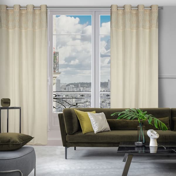 Färdiggjord gardin med öljetter LIZA 140x250 Eurofirany kräm/guld