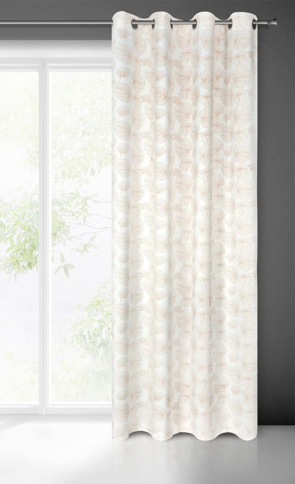Færdiglavet gardin med øjer MARIGOLD 140x250 Eurofirany hvid med guldblade