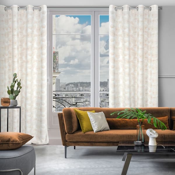 Færdiglavet gardin med øjer MARIGOLD 140x250 Eurofirany hvid med guldblade