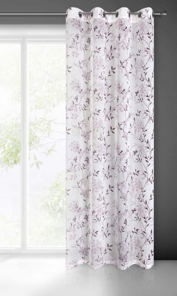 Færdiglavet gardin med øjer FIONA 140x250 Eurofirany hvid/lilla