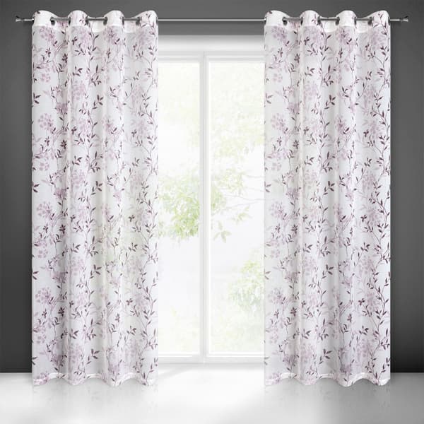 Valmis verho silmukoilla FIONA 140x250 Eurofirany valkoinen/violetti