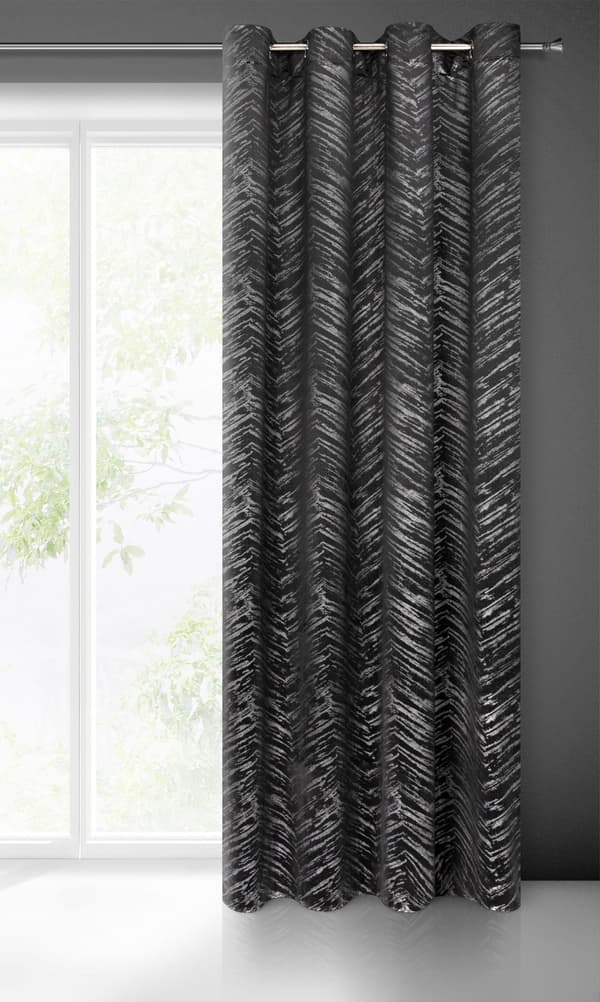 Färdig gardin med öljetter SARA 140x250 Eurofirany svart/silver