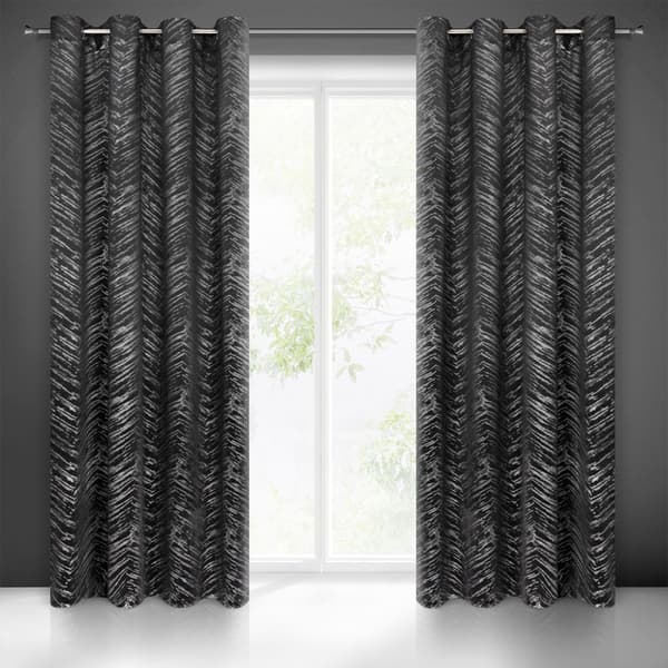 Färdig gardin med öljetter SARA 140x250 Eurofirany svart/silver