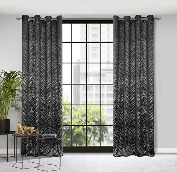 Färdig gardin med öljetter SARA 140x250 Eurofirany svart/silver