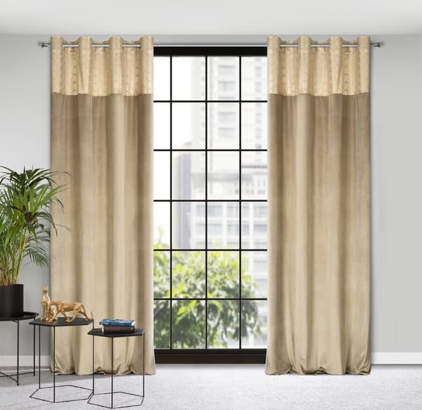 Färdiggjord gardin med öljetter ELEN 140x250 Eurofirany beige/champagne