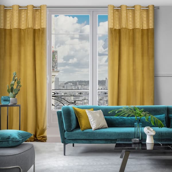 Färdiggjord gardin med öljetter ELEN 140x250 Eurofirany honung/champagne