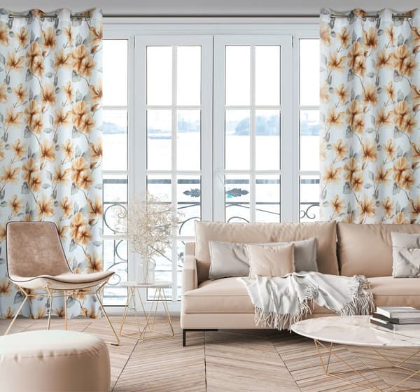 Valmis verho silmukoilla SOFIA 140x250 Eurofirany valkoinen/punainen