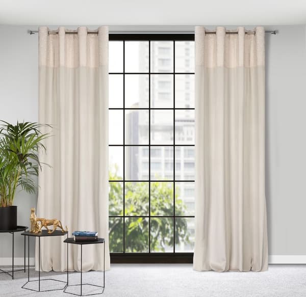 Færdigsyet gardin med øjer AGNES 140x250 Design91 creme/guld