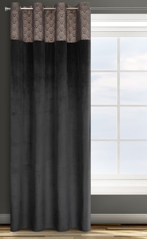 Færdigsyet gardin med øjer AGNES 140x250 Design91 sort/guld