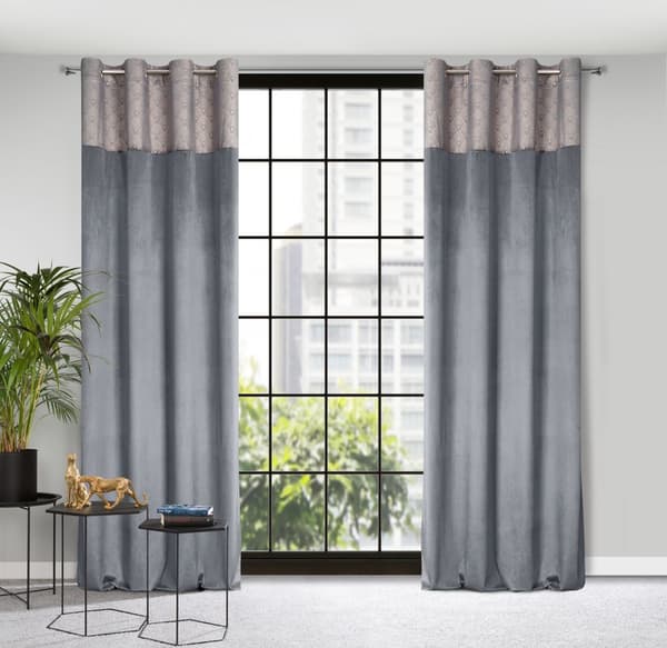 Færdiglavet gardin med øjer AGNES 140x250 Design91 grafit/guld