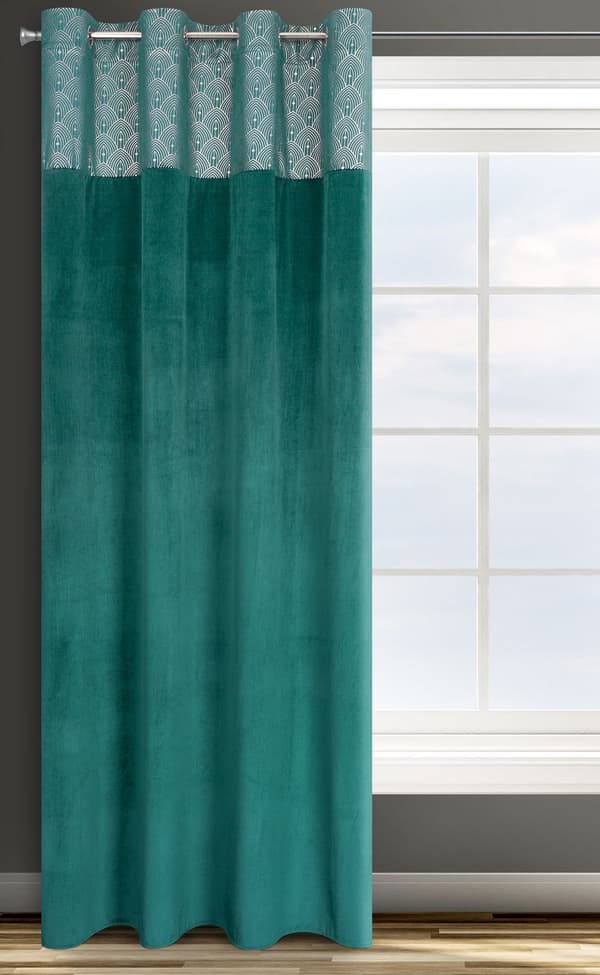 Færdiglavet gardin med øjer AGNES 140x250 Design91 turkis/guld