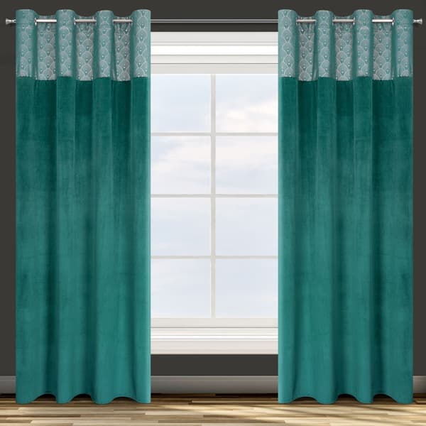 Færdiglavet gardin med øjer AGNES 140x250 Design91 turkis/guld