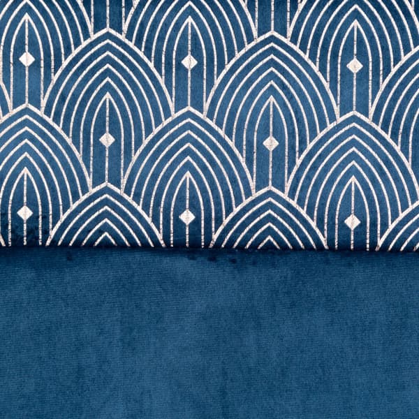 Färdig gardin med öljetter AGNES 140x250 Design91 marinblå/guld