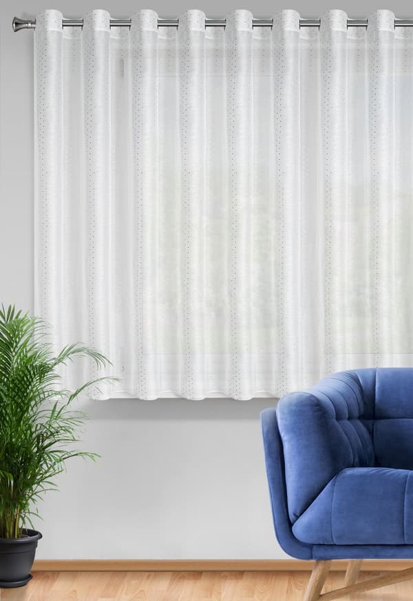 Färdig gardin med öljetter SIBEL 300x160 Eurofirany vit/silver