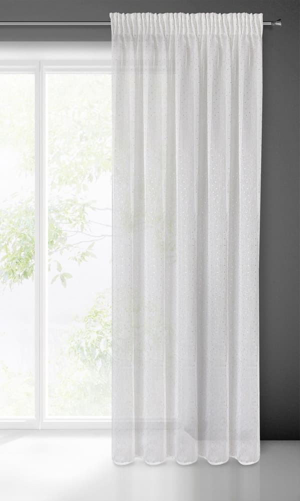 Färdig gardin på tejp SIBEL 140x270 Eurofirany vit/champagne