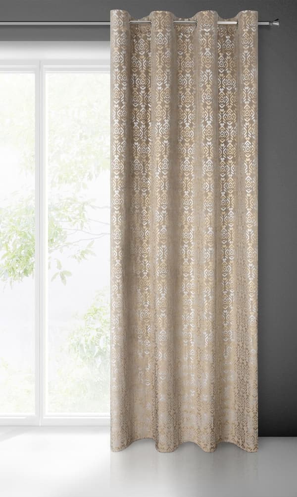 Færdiglavet gardin med øjer LAURA 140x250 Eurofirany beige guld