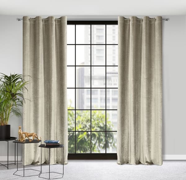 Færdiglavet gardin med øjer LUSSI 140x250 Eurofirany mørk beige
