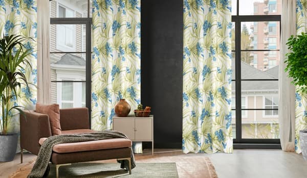 Färdig gardin med öljetter MARI 140x250 Eurofirany grön/blå