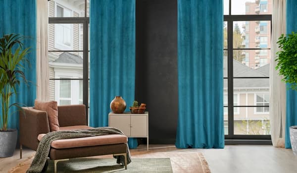 Färdig gardin med öljetter LILI 140x250 Eurofirany mörkblå