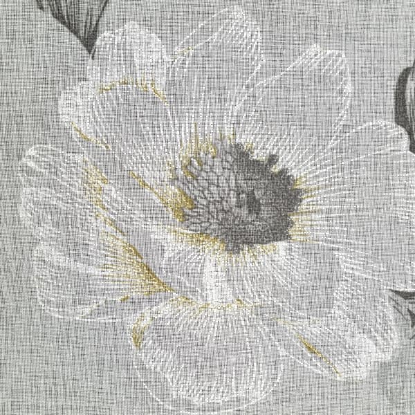Färdiggjord gardin med öljetter BESSY 350x250 Eurofirany vita olivblommor