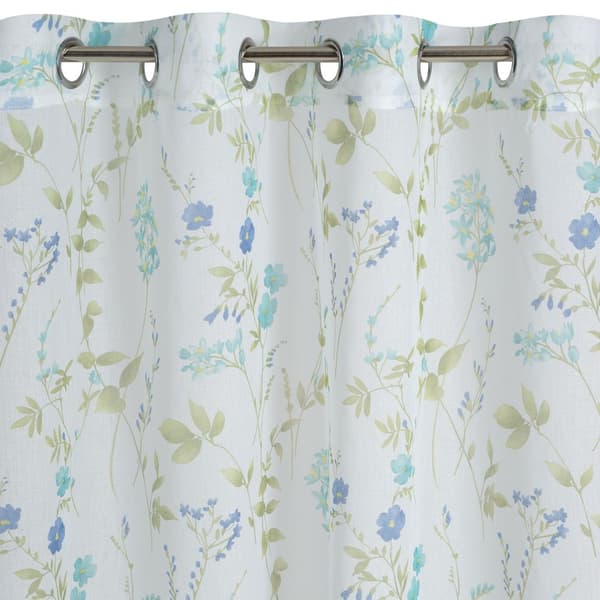 Færdiglavet gardin med øjer MIA 140x250 Design91 hvid/blå