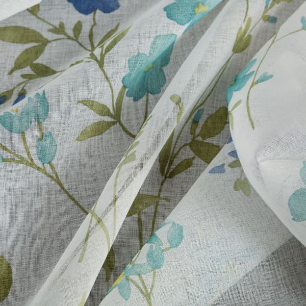 Færdiglavet gardin med øjer MIA 140x250 Design91 hvid/blå