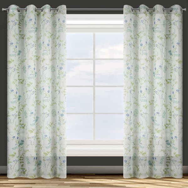 Færdiglavet gardin med øjer MIA 140x250 Design91 hvid/blå