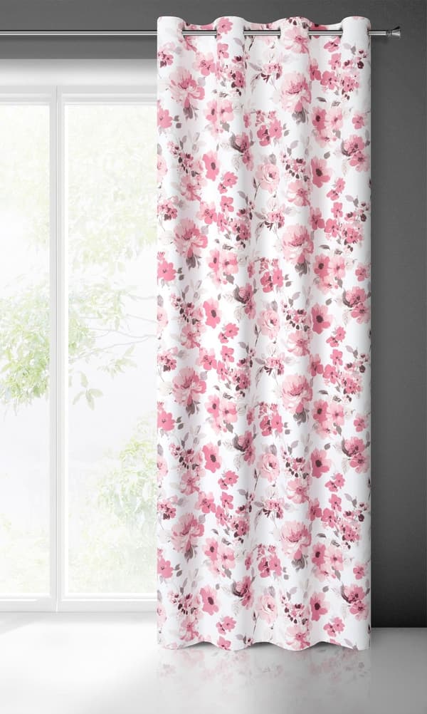 Färdig gardin med öljetter CAREN 140x250 Eurofirany vit/pulver