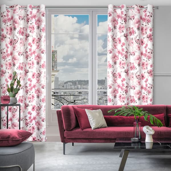 Färdig gardin med öljetter CAREN 140x250 Eurofirany vit/pulver