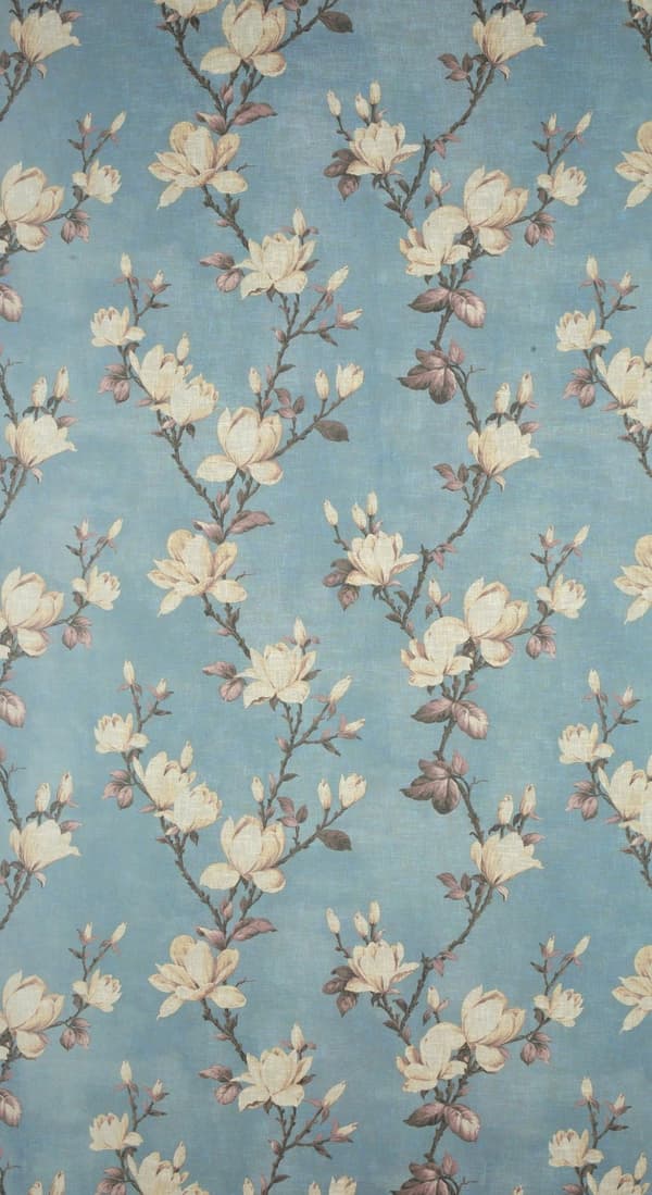 Färdig gardin med öljetter LUNA 140x250 Eurofirany grå rosa blommor magnolior