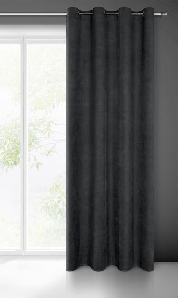 Færdiglavet gardin med øjer MILO 140x250 Eurofirany sort
