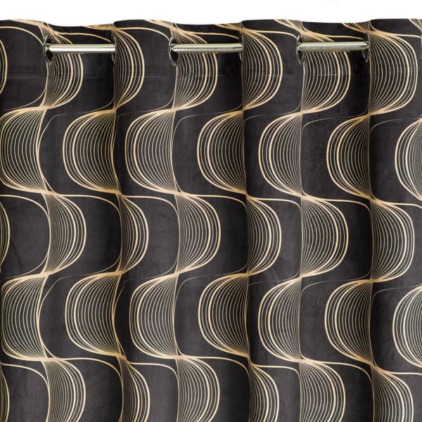 Færdiglavet gardin med øjer POLA 140x250 Eurofirany sort/beige