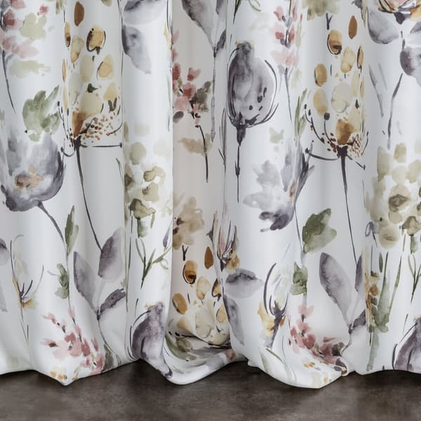 Färdiggjord gardin med öljetter ZOJA 140x250 Eurofirany vit oliv med blommor