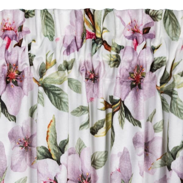 Færdiglavet gardin på tape ARLETA 140x270 Eurofirany hvide lilla blomster