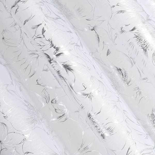 Valmiit verhot teipillä FEZA 140x300 Eurofirany valkoinen/hopea kukkaprintti