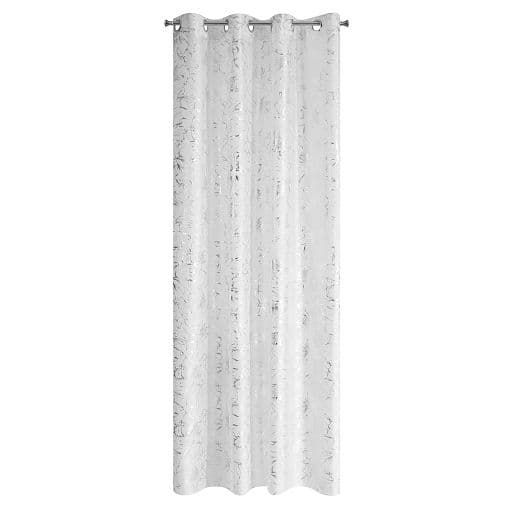 Valmiit verhot teipillä FEZA 140x300 Eurofirany valkoinen/hopea kukkaprintti