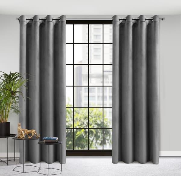 Færdiglavet gardin med øjer ROSA 140x250 Design91 grafit