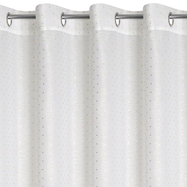 Færdiglavet gardin med øjer SIBEL 140x250 Eurofirany hvid lys guld champagne print rombe