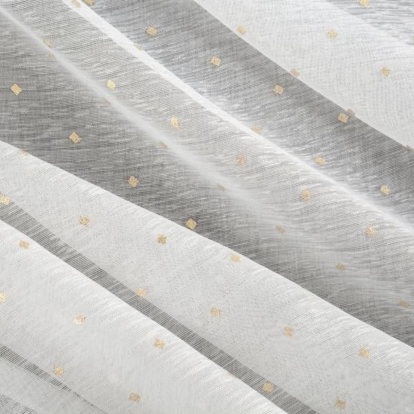 Færdiglavet gardin med øjer SIBEL 140x250 Eurofirany hvid lys guld champagne print rombe