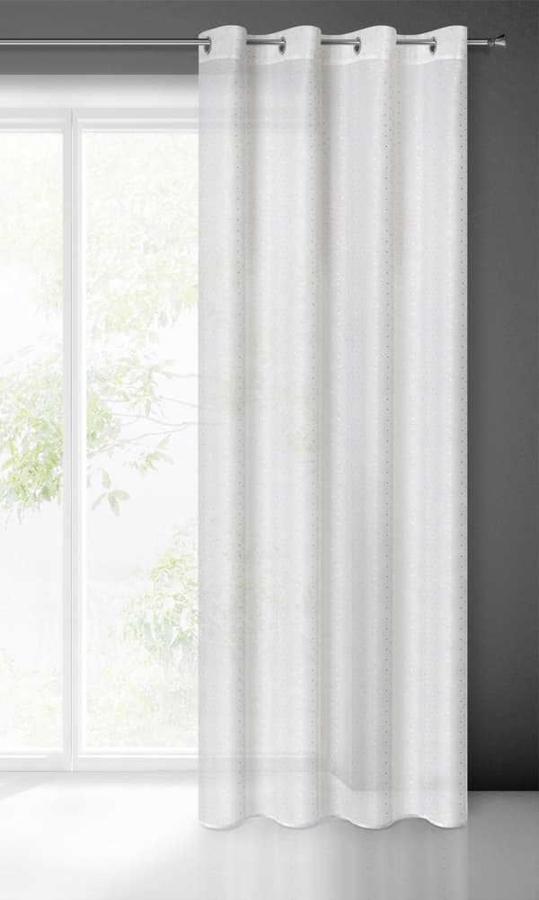Færdiglavet gardin med øjer SIBEL 140x250 Eurofirany hvid lys guld champagne print rombe