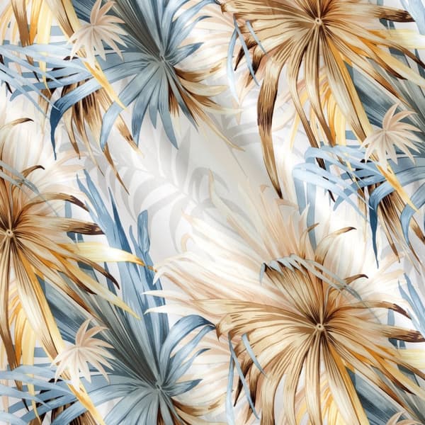 Færdiglavet gardin med øjer VERONA 140x250 Eurofirany beige blå blade