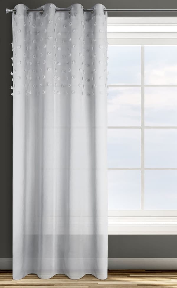 Færdiglavet gardin med øjer STELLA 140x250 Design91 grå med pomponer
